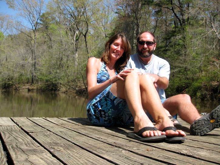 Hanging out on our dock.JPG