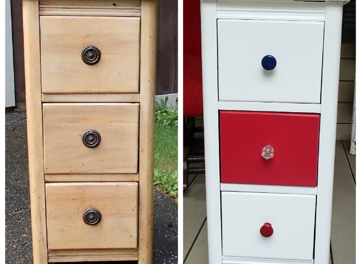 Thrift bedside table before and after