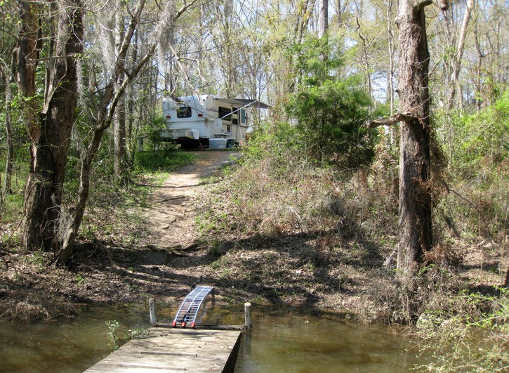 View of campsite from our dock